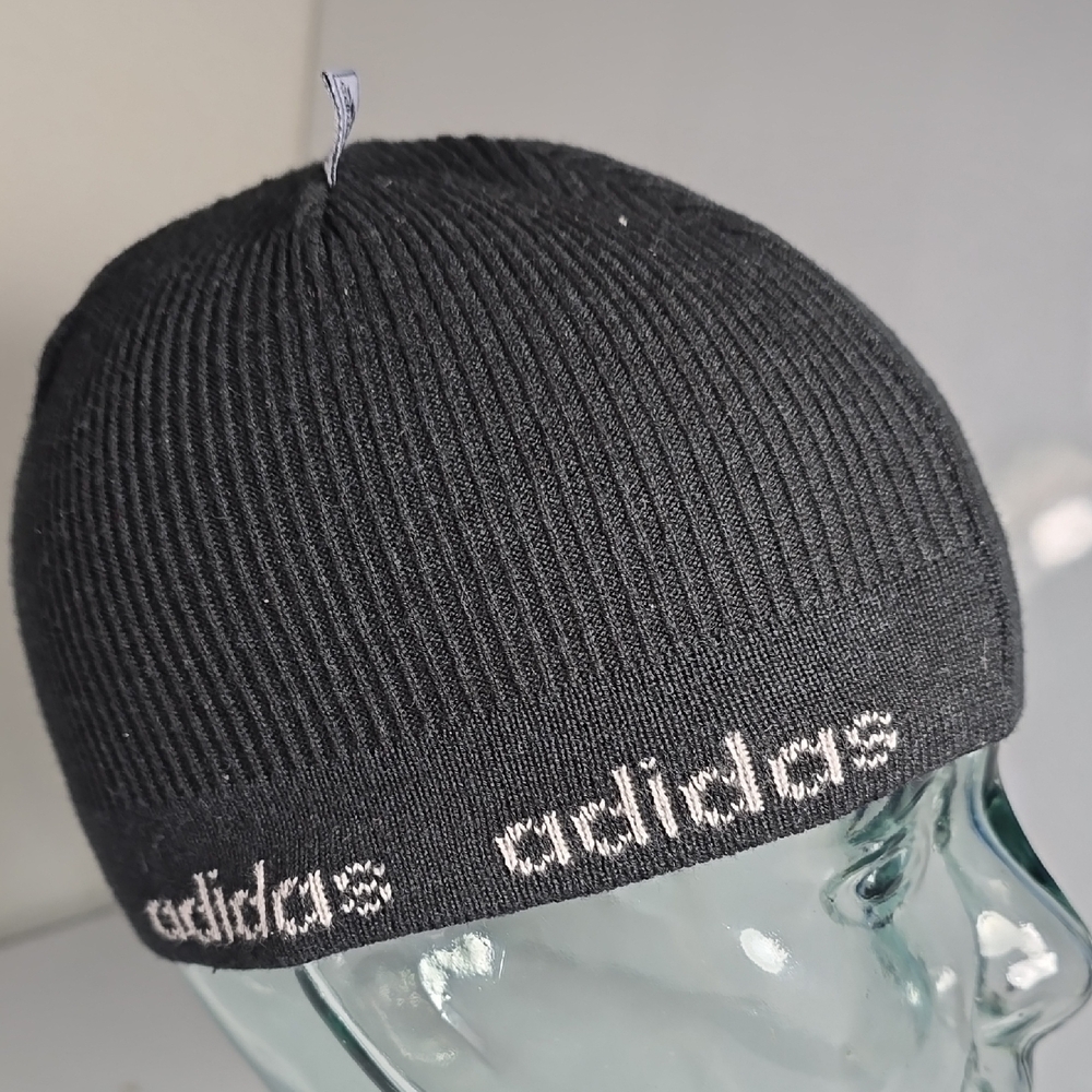 Adidas Ribbed Fitted Kids One Size Black Winter Beanie